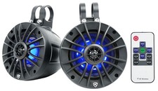 Pair Rockville PT525BR 5.25" Powered Marine Bluetooth LED Tower Speakers for UTV