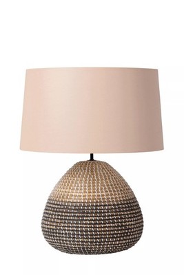 Tischleuchte Schlafzimmer Seegras Stoff 61 cm E27 natürlich Lampe Nachttisch