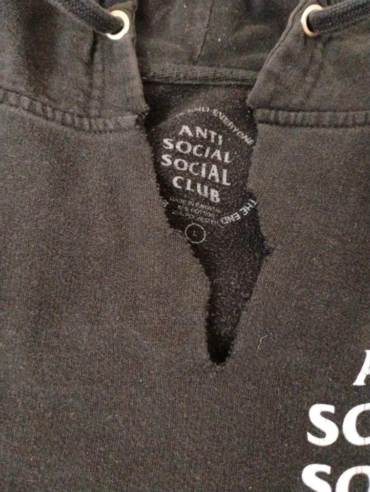 ANTI SOCIAL SOCIAL CLUB Kkoch Black Hoodie Authentic Size Large Distressed - Image 4 of 4