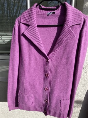 Gerry Weber Strickblazer Strickjacke Wolle Gr. 42 pink lila orchidee