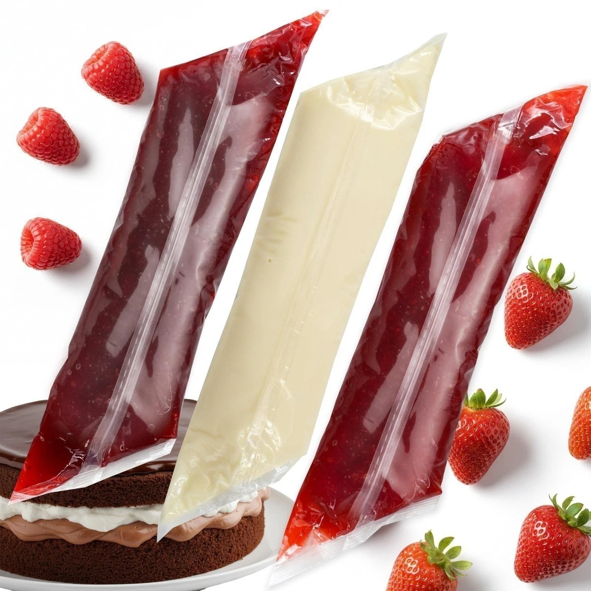 Gebäckfüllung 3er Pack, Rote Himbeere, French Bavarian Crème, Erdbeere, 2...
