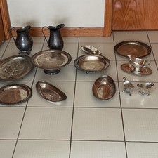 Mixed Lots Antique Silverplate Mixed Lot Trays Platters Pitchers Gravy Boats