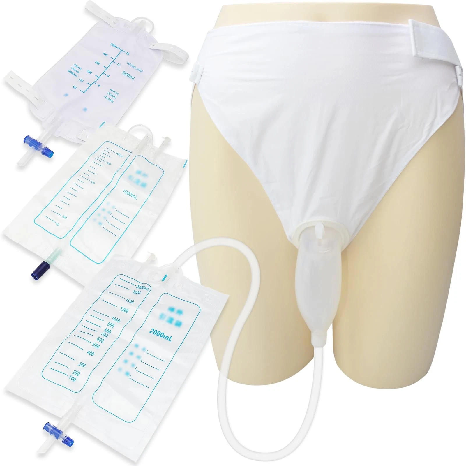 Urine Collection Bag Catheters for Men Reusable Portable Silicone Urinal with...