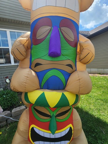 Gemmy Airblown Inflatable Lighted Totem Pole Tiki Luau Party Summer Huge 8 FT - Picture 4 of 11