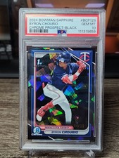 2024 Bowman Chrome Sapphire Edition Byron Chourio Black /10 1st Twins SSP PSA 10
