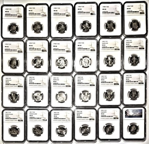 Washington Quarter 24-Coin Set - 1998 to 2012 - All NGC Certified - All MS 66