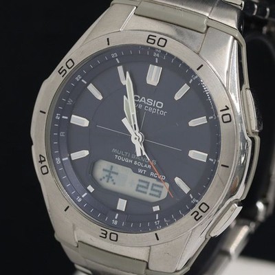 Casio Wave Ceptor WVA-M640 Solar blaues Zifferblatt Ana-Digi Herrenuhr KRH 20...