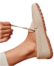 NEW Vivaia Jackie Shoes Square Toe Slip On Driving Almond Loafers Sz 8.5 EU 39.5