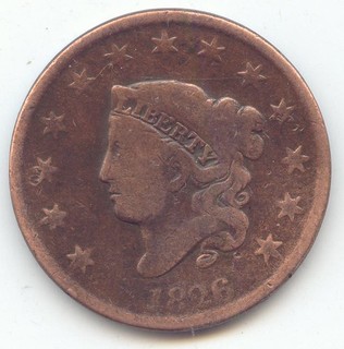 1826 Coronet Head Large Cent VG Details True Auction No Reserve