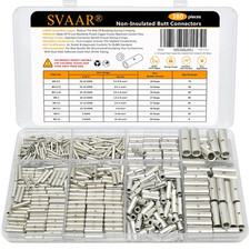380PCS Non Insulated Butt Connectors Kit Butt Splice Connector Uninsulated Wire
