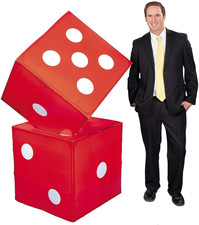 Giant 3D Cardboard Dice Set - 2 Pieces, Stacks to 5 Feet for Casino Decor