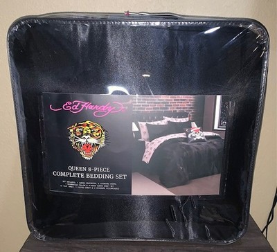Ed Hardy Love Kills Slowly Satin QUEEN 8-piece Set Comforter,Shams