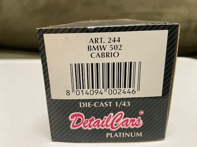BMW 502 Cabrio ART 244 - Detalles Coches Platino - Escala 1/43 Diecast rojo Sin usar, en caja Foto 2 de 4