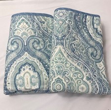 Tommy Bahama Pillow Shams Blue / Aqua 28"x 21" cotton quilted Medallion Paisley