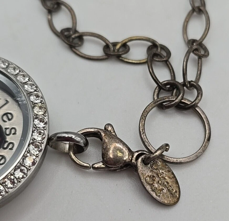 Origami Owl Blessed Silver Tone Locket - Red Rhinestones, Cheerleader & Letter B - Изображение 2 из 4