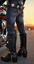 Men Women Boot Pair Black Faux Leather Strap ...