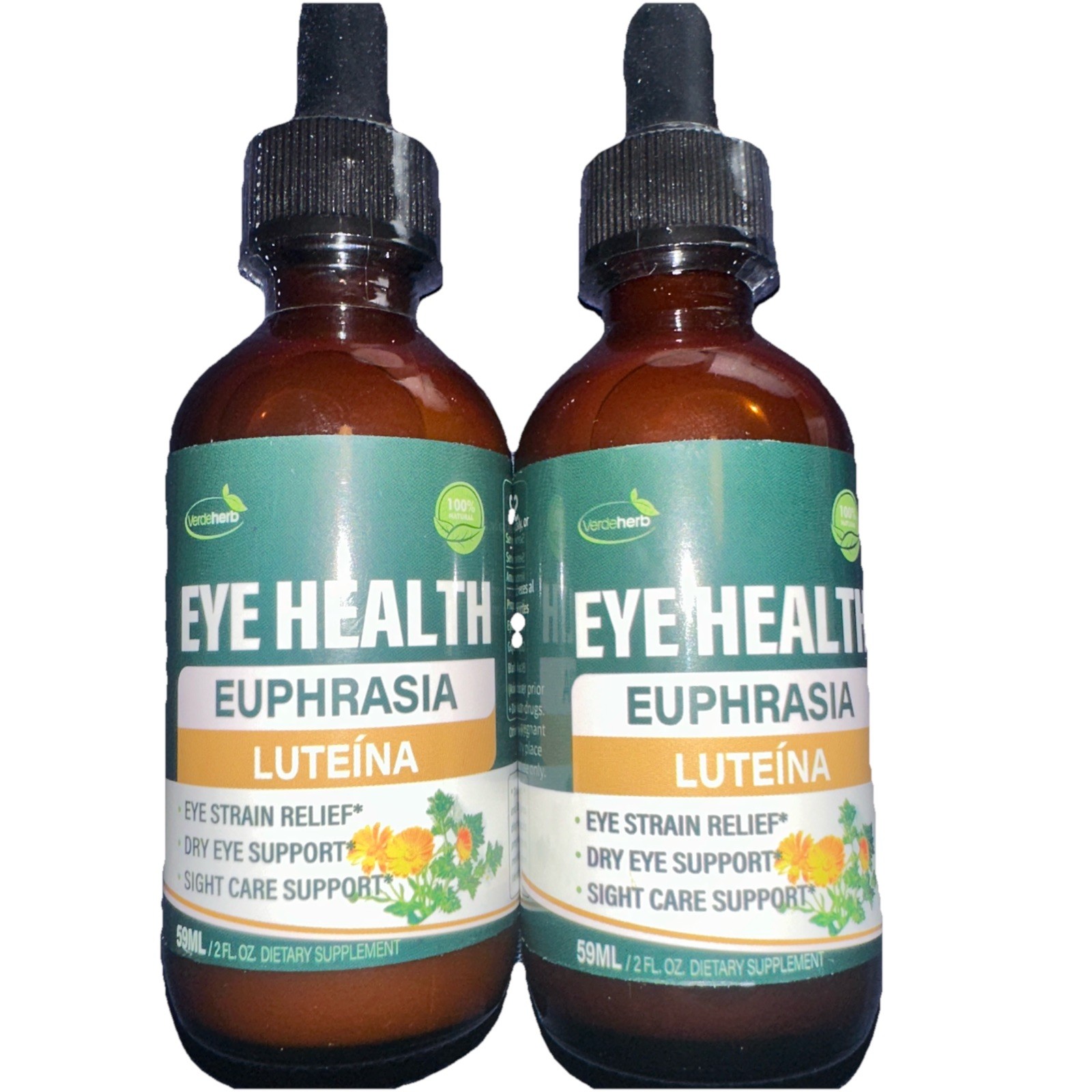 2 pack! Verdeherb Herbal Liquid Drops,Natural Eyebright Extract Support Ex:08/27