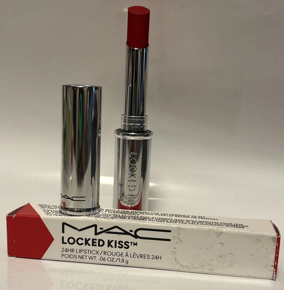 Lápiz labial M.A.C LOCKED KISS 24 horas 88 RUBY TRUE 06 oz/1,8 g nuevo en caja envío gratuito Foto 3 de 4
