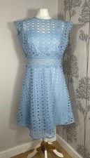 Frock & Frill Brand New Circle Lace Fit & Flare Dress Cornflower Blue Size 12 Uk