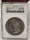 1891-CC $1 MORGAN DOLLAR VAM-3 SPITTING EAGLE GRADED MS 61 TOP 100 ANACS