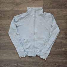 Nike Women  s Blue Zip Up Jacket M Mini Swoosh Fitted Track Top Y2K