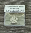 1939 Mercury Dime - Good/VF APMEX - 90% Silver