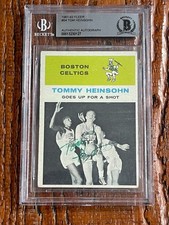 1961 Fleer Tommy Tom Heinsohn IA #54 Signed Auto BAS - HOF RARE!!!!