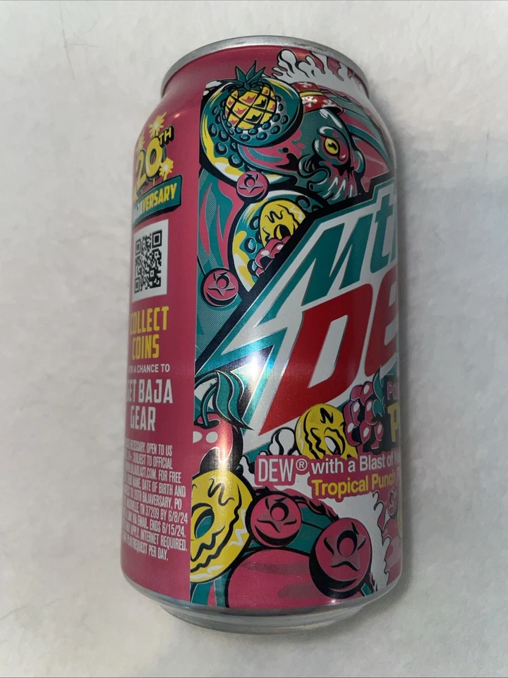 Limited Edition, Mountain Dew Baja Point Break Punch 12 Oz Can Unopened A+ Condi - Image 2 of 4