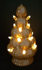 Halloween Orange Pumpkin Tree with Orange LED Lights Ceramic 9" Tall