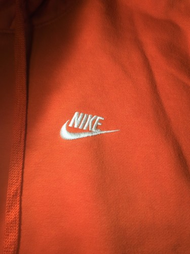 Nike Hoodie Polar Fleece Orange Medium Long Sleeve Pullover Hooded Mens - Picture 2 of 12