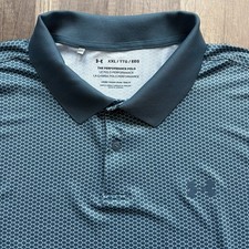 Under Armour The Performance Polo Shirt Mens 2XL XXL Blue Geometric Golf Stretch
