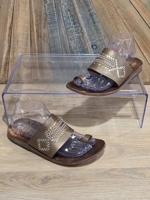 Calleen Cordero Fonda Studded Leather Slide Sandals Brown Bronze Size 8.5 