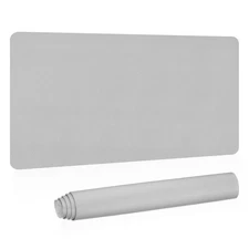 31"x15" Large Desk Mat, PU Leather Dual Side Large Desk Pad, Silver Tone