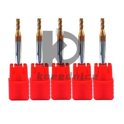 5Pcs 4mm Dia 4mm Shank 50mm Long HRC55 Carbide AlTiN Coated 4 Flute End Mill