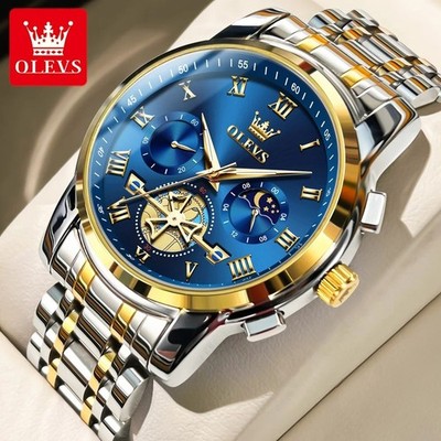 OLEVS 2859 Herren Luxus Chronograph Uhr - Edelstahl, leuchtend, 3ATM