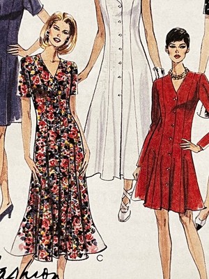 1995 Vtg 1990s McCalls Pattern 7740 EASY Dress Flare Princess Seams Sz 10-14 UC