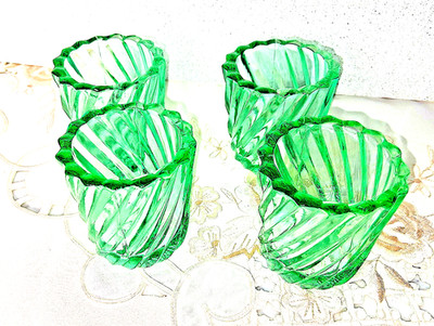 Green Glass Tea Light Candle,Toothpick Holders For Charcuterie Board Four in Set