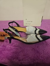 A New Day Shoes Womens 8.5 Black Clear Pointed Toe Heels Eleanor Heart Detail