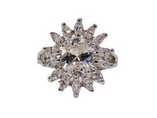 Clear cubic zirconia stone ring with oval cemter and marquise stones Size 7 NEW