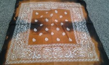 BANDANA HANKY ORANGE BLACK OMBRE PAISLEY COTTON COWBOY HIPPIE BIKER SCARF