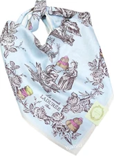Laduree Paris Scarf Macaron Religieuse Vintage Pattern Cotton Light Blue 59cm