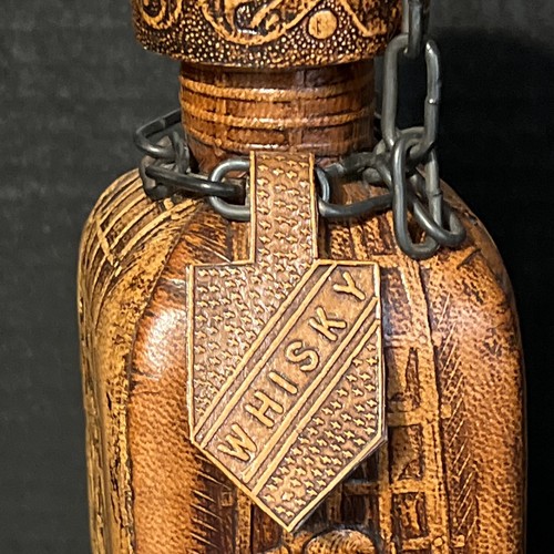 VINTAGE Leather Wrapped Whisky Bottle Hand Crafted Made In Spain - Picture 3 of 8