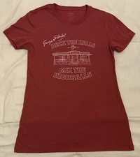 GEORGE DICKEL TENNESSEE WHISKY Women’s Sz L T-Shirt Deck The Halls Mix Highballs