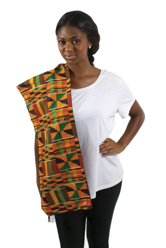 Authentic African Kente Scarf Or Table Runner – 100% Cotton, Multi-Color, 12x44 Inches, Unisex