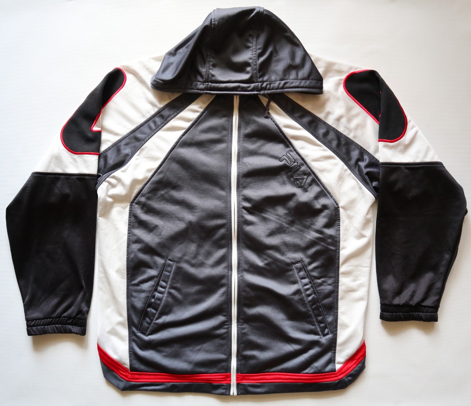 FILA 2000S ALLENAMENTO BASKET STREETBALL URBAN FELPA CON CAPPUCCIO GIACCA TOP UOMO XL ZIP