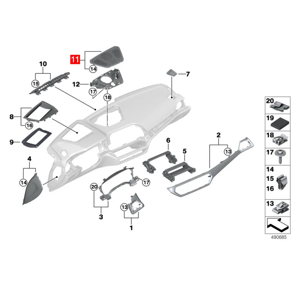 1PC Front Center Dashboard Panel Pop-Up Speaker for BMW 4Serie G22/23/26 2020-24 - Image 3 of 4