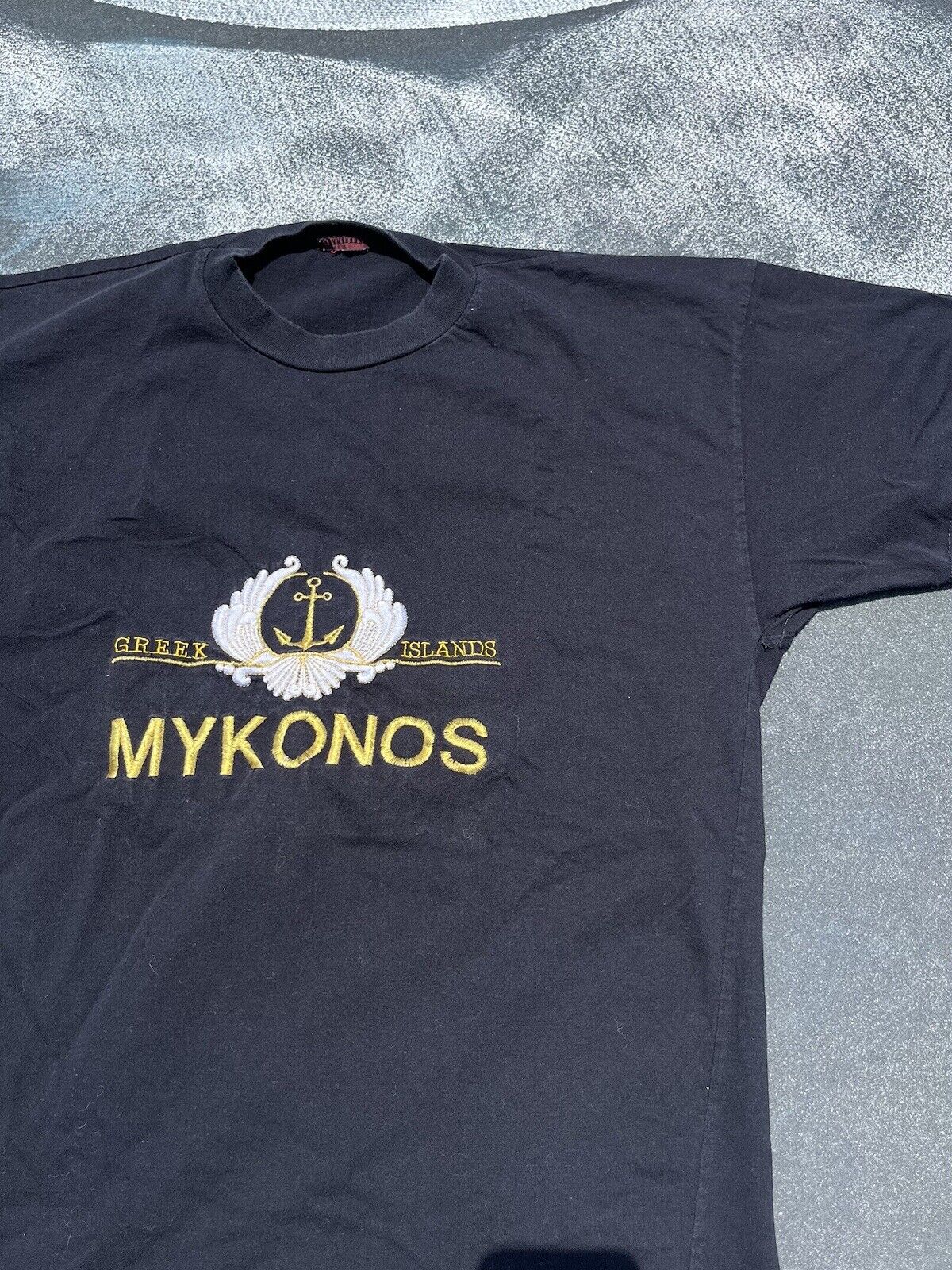 Vintage Mykonos Greece Tourist Embroidered Tee Sh… - image 2