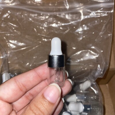 50 Dropper Bottles, 2ml Deep Cobalt Clear, Essential Oil Sample Bottles