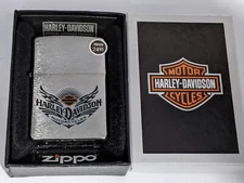 ZIPPO 2010 HARLEY DAVIDSON MOTORCYCLES LOGO BRUSHED CHROME SEALED IN BOX R518