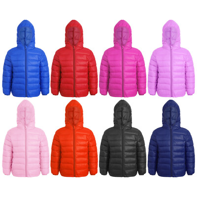 Boys Girls Lightweight Outerwear Hoodie Zipper Puff Jacket Winter Warm Down Coat